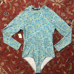 NWT Seaa long sleeve peacock print suit size large